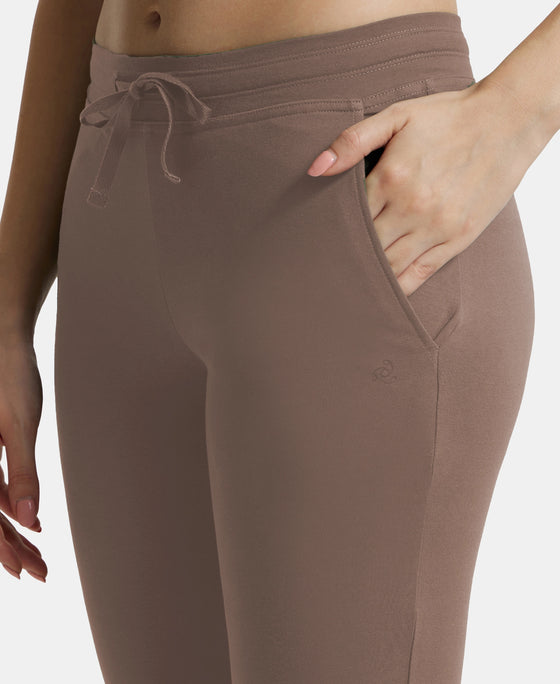 Super Combed Cotton Elastane Stretch Slim Fit Trackpants With Side Pockets - Taupe Grey