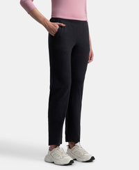 Super Combed Cotton Elastane Stretch Relaxed Fit Trackpants With Side Pockets - Black Melange