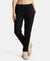 Super Combed Cotton Rich Relaxed Fit Trackpants With Contrast Side Piping and Pockets - Black