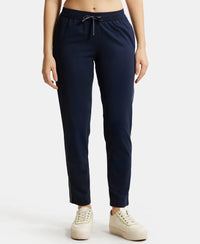 Super Combed Cotton Rich Relaxed Fit Trackpants With Contrast Side Piping and Pockets - Navy Blazer