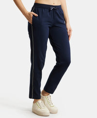 Super Combed Cotton Rich Relaxed Fit Trackpants With Contrast Side Piping and Pockets - Navy Blazer