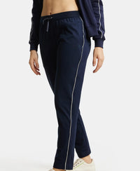 Super Combed Cotton Rich Relaxed Fit Trackpants With Contrast Side Piping and Pockets - Navy Blazer