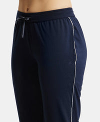 Super Combed Cotton Rich Relaxed Fit Trackpants With Contrast Side Piping and Pockets - Navy Blazer