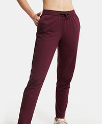 Super Combed Cotton Rich Relaxed Fit Trackpants With Contrast Side Piping and Pockets - Wine Tasting