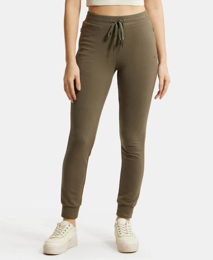 Super Combed Cotton Elastane French Terry Relaxed Fit Joggers With Zipper Pockets - Beetle