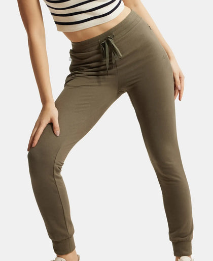 Super Combed Cotton Elastane French Terry Relaxed Fit Joggers With Zipper Pockets - Beetle