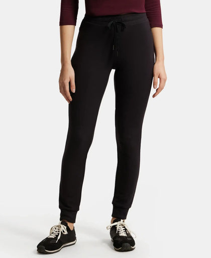 Super Combed Cotton Elastane French Terry Relaxed Fit Joggers With Zipper Pockets - Black