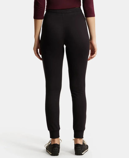 Super Combed Cotton Elastane French Terry Relaxed Fit Joggers With Zipper Pockets - Black
