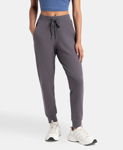 Super Combed Cotton Elastane French Terry Relaxed Fit Joggers With Zipper Pockets - Blackened Pearl