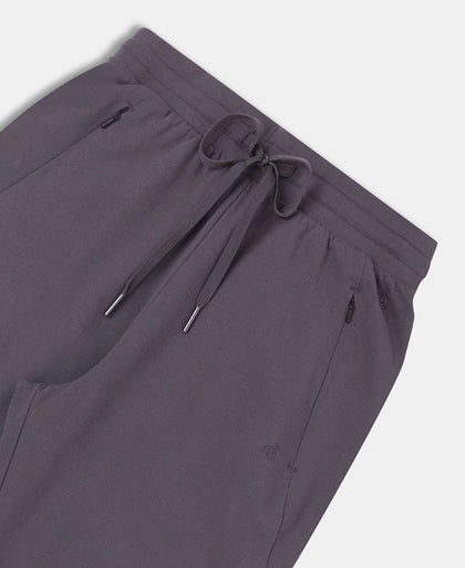 Super Combed Cotton Elastane French Terry Relaxed Fit Joggers With Zipper Pockets - Blackened Pearl