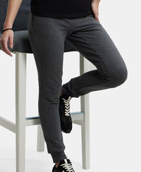 Super Combed Cotton Elastane French Terry Slim Fit Joggers With Zipper Pockets - Charcoal Melange