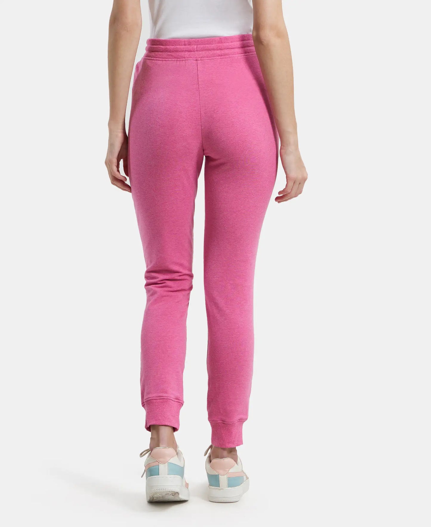 Super Combed Cotton Elastane French Terry Relaxed Fit Joggers With Zipper Pockets - Ibis Rose Melange
