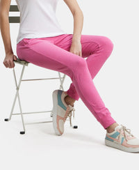 Super Combed Cotton Elastane French Terry Relaxed Fit Joggers With Zipper Pockets - Ibis Rose Melange