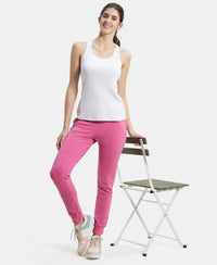 Super Combed Cotton Elastane French Terry Slim Fit Joggers With Zipper Pockets - Ibis Rose Melange