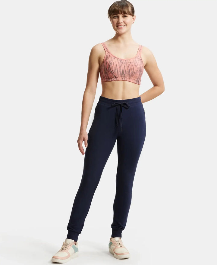 Super Combed Cotton Elastane French Terry Relaxed Fit Joggers With Zipper Pockets - Navy Blazer
