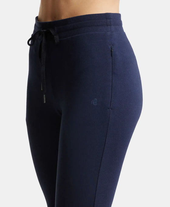 Super Combed Cotton Elastane French Terry Slim Fit Joggers With Zipper Pockets - Navy Blazer