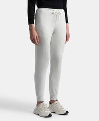 Super Combed Cotton Elastane French Terry Relaxed Fit Joggers With Zipper Pockets - Off White Melange