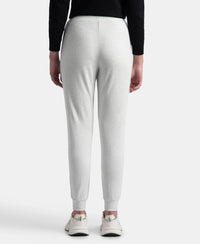 Super Combed Cotton Elastane French Terry Relaxed Fit Joggers With Zipper Pockets - Off White Melange