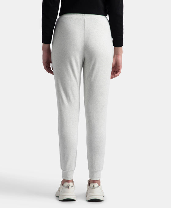 Super Combed Cotton Elastane French Terry Relaxed Fit Joggers With Zipper Pockets - Off White Melange