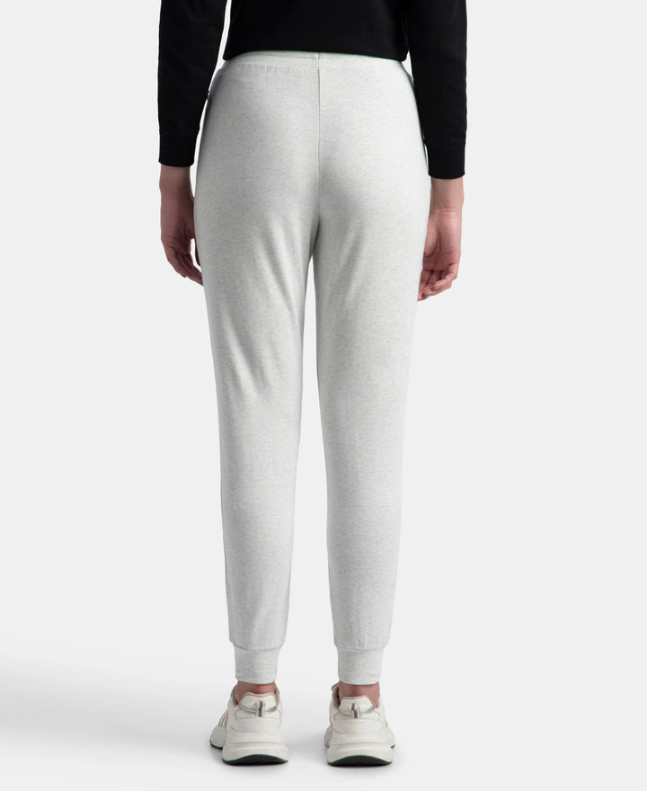 Super Combed Cotton Elastane French Terry Relaxed Fit Joggers With Zipper Pockets - Off White Melange