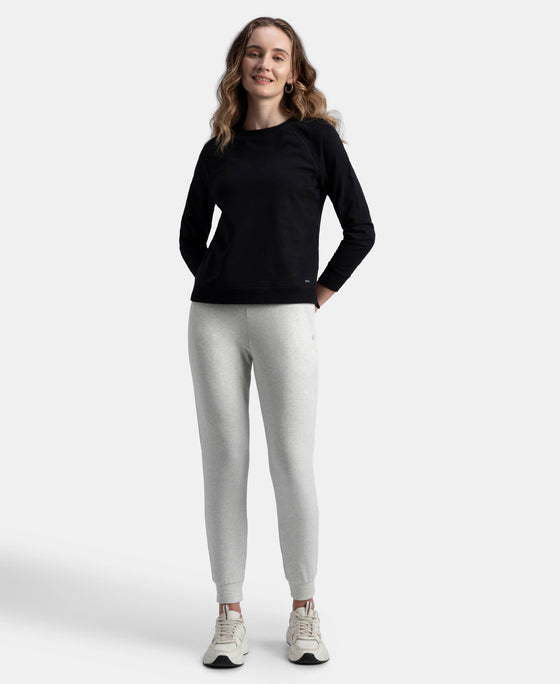 Super Combed Cotton Elastane French Terry Relaxed Fit Joggers With Zipper Pockets - Off White Melange