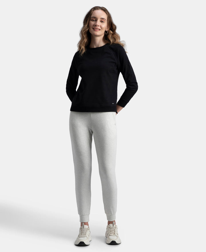 Super Combed Cotton Elastane French Terry Relaxed Fit Joggers With Zipper Pockets - Off White Melange