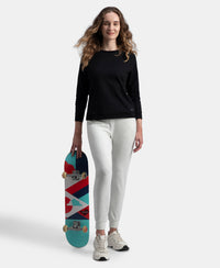 Super Combed Cotton Elastane French Terry Relaxed Fit Joggers With Zipper Pockets - Off White Melange