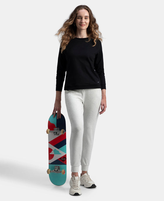 Super Combed Cotton Elastane French Terry Relaxed Fit Joggers With Zipper Pockets - Off White Melange