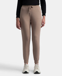 Super Combed Cotton Elastane French Terry Relaxed Fit Joggers With Zipper Pockets - Taupe Grey
