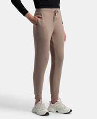 Super Combed Cotton Elastane French Terry Relaxed Fit Joggers With Zipper Pockets - Taupe Grey