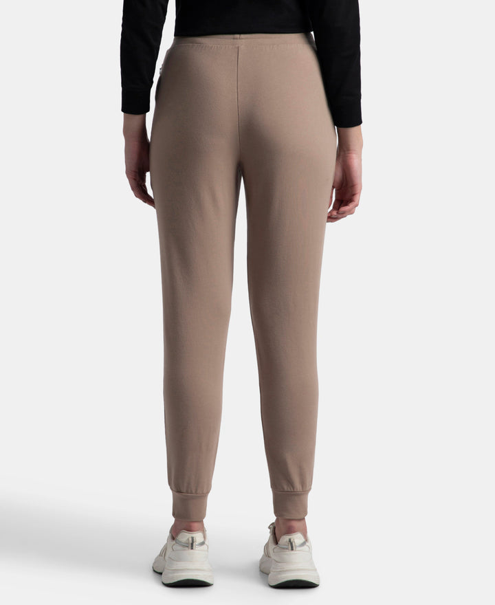 Super Combed Cotton Elastane French Terry Relaxed Fit Joggers With Zipper Pockets - Taupe Grey