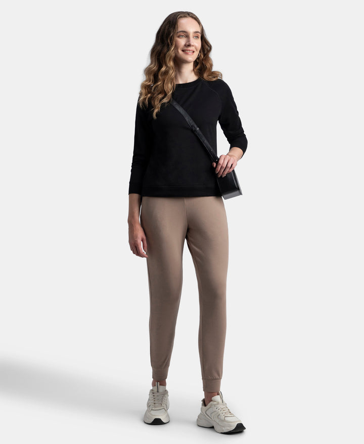 Super Combed Cotton Elastane French Terry Relaxed Fit Joggers With Zipper Pockets - Taupe Grey