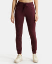 Super Combed Cotton Elastane French Terry Slim Fit Joggers With Zipper Pockets - Wine Tasting
