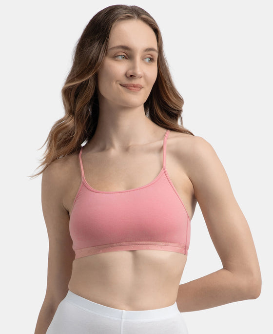 Super Combed Cotton Elastane Stretch Multiway Styled Crop Top With Adjustable Straps and StayFresh Treatment - Rose