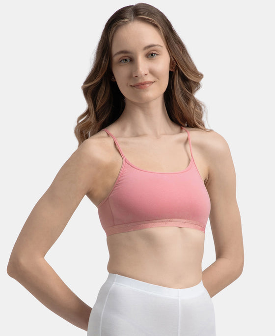 Super Combed Cotton Elastane Stretch Multiway Styled Crop Top With Adjustable Straps and StayFresh Treatment - Rose