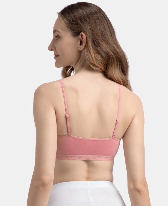 Super Combed Cotton Elastane Stretch Multiway Styled Crop Top With Adjustable Straps and StayFresh Treatment - Rose