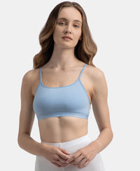Super Combed Cotton Elastane Stretch Multiway Styled Crop Top With Adjustable Straps and StayFresh Treatment - Soft Chambray
