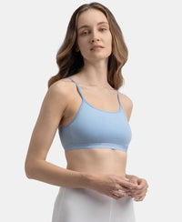 Super Combed Cotton Elastane Stretch Multiway Styled Crop Top With Adjustable Straps and StayFresh Treatment - Soft Chambray