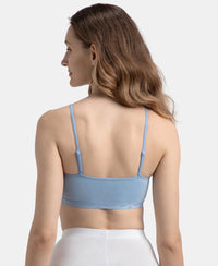 Super Combed Cotton Elastane Stretch Multiway Styled Crop Top With Adjustable Straps and StayFresh Treatment - Soft Chambray