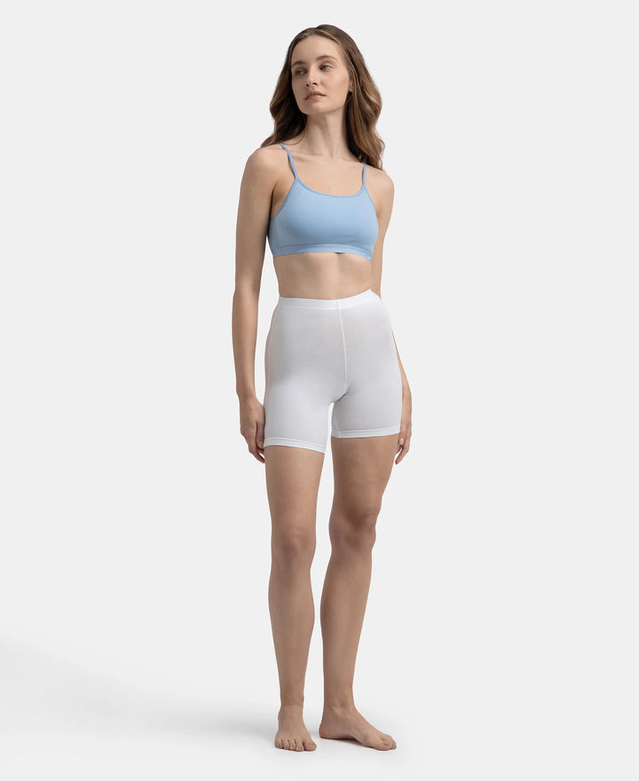 Super Combed Cotton Elastane Stretch Multiway Styled Crop Top With Adjustable Straps and StayFresh Treatment - Soft Chambray