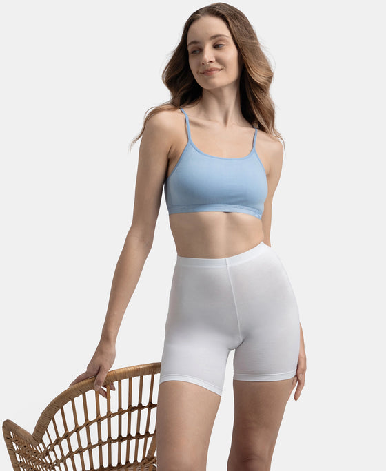 Super Combed Cotton Elastane Stretch Multiway Styled Crop Top With Adjustable Straps and StayFresh Treatment - Soft Chambray