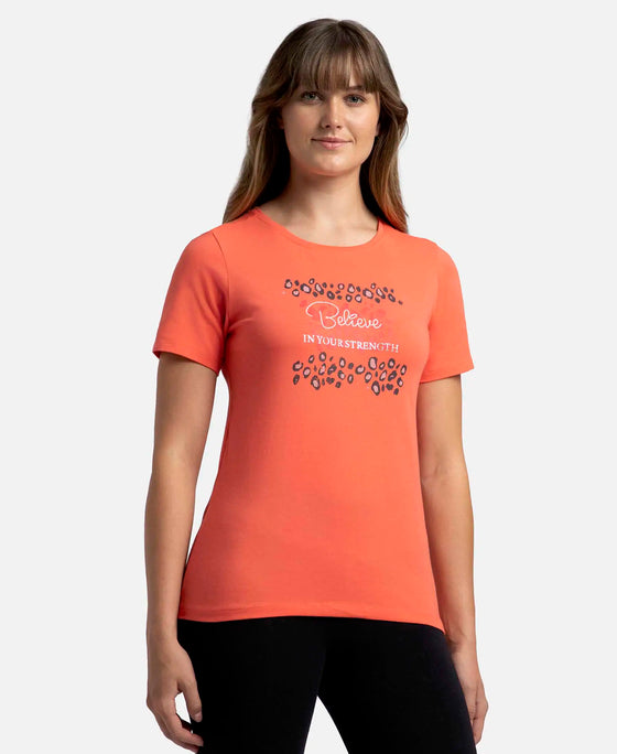 Super Combed Cotton Elastane Stretch Regular Fit Graphic Printed Round Neck Half Sleeve T-Shirt  - Dubarry print050-2