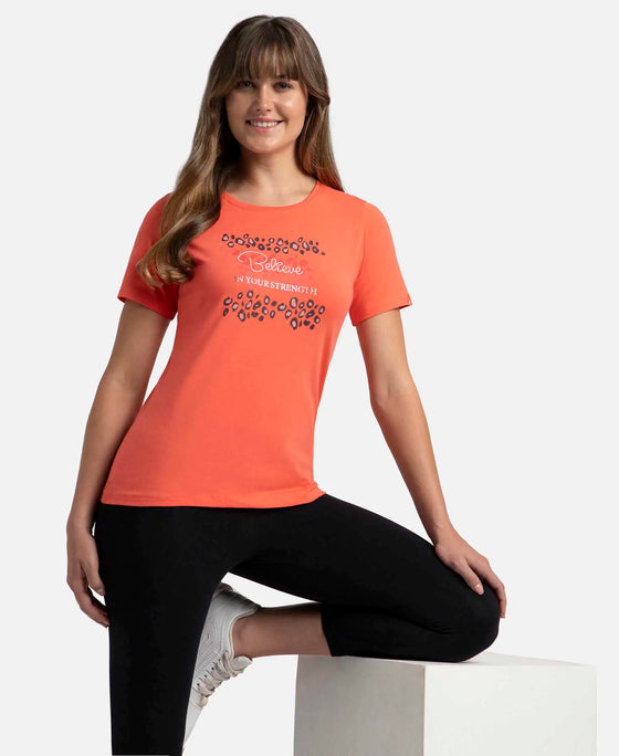 Super Combed Cotton Elastane Stretch Regular Fit Graphic Printed Round Neck Half Sleeve T-Shirt  - Dubarry print050-5