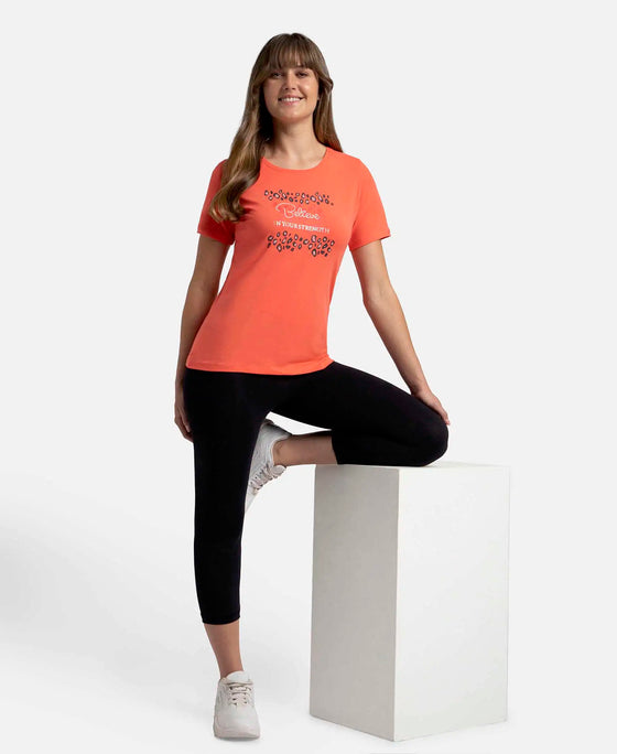 Super Combed Cotton Elastane Stretch Regular Fit Graphic Printed Round Neck Half Sleeve T-Shirt  - Dubarry print050-6