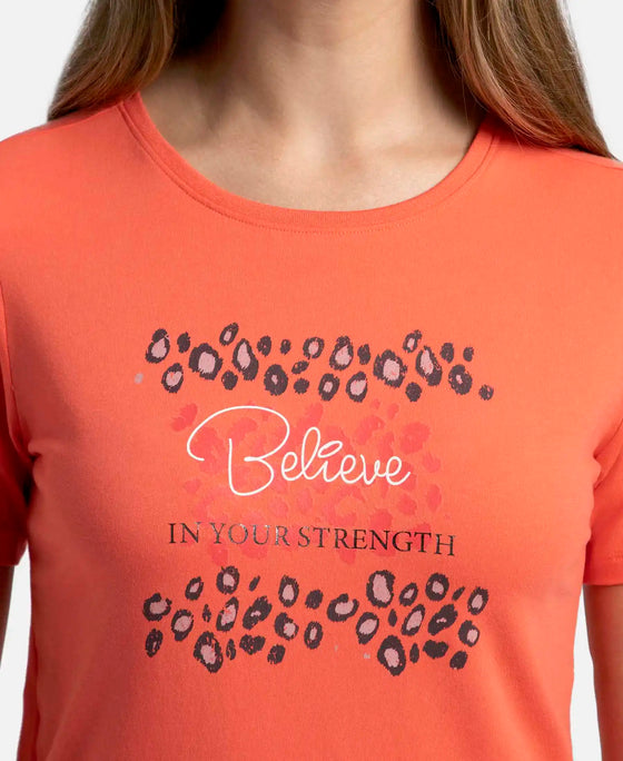 Super Combed Cotton Elastane Stretch Regular Fit Graphic Printed Round Neck Half Sleeve T-Shirt  - Dubarry print050-7