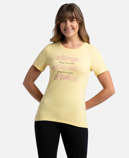 Super Combed Cotton Elastane Stretch Regular Fit Graphic Printed Round Neck Half Sleeve T-Shirt  - Pineapple Slice Assorted Prints-1