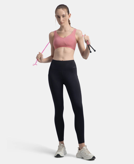 Wirefree Non Padded Super Combed Cotton Elastane Stretch Full Coverage Slip-On Active Bra with Wider Straps and Moisture Move Treatment - Heather Rose