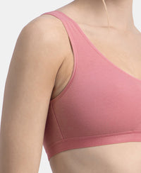 Wirefree Non Padded Super Combed Cotton Elastane Stretch Full Coverage Slip-On Active Bra with Wider Straps and Moisture Move Treatment - Heather Rose