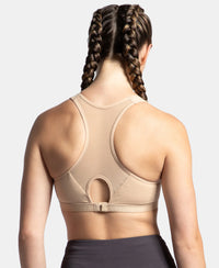 Wirefree Padded Super Combed Cotton Elastane Stretch Full Coverage Racerback Active Bra with StayFresh and Moisture Move Treatment - Skin