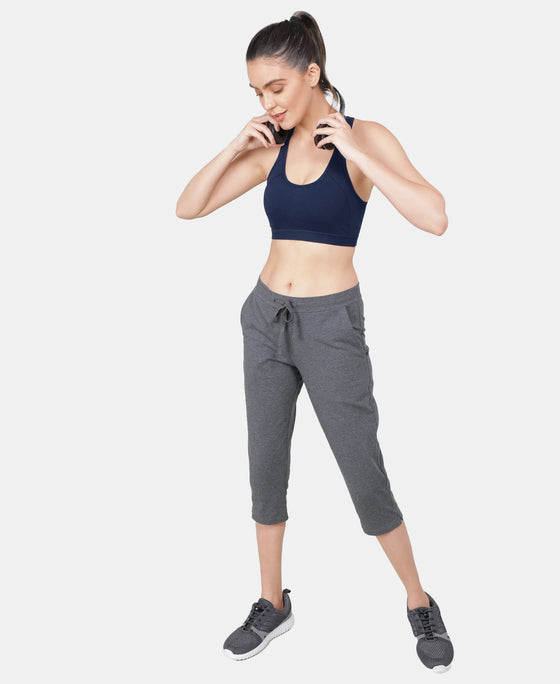 Wirefree Padded Super Combed Cotton Elastane Stretch Full Coverage Racerback Styling Active Bra with StayFresh and Moisture Move Treatment - Imperial Blue